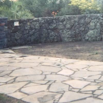 Wall and stone patio