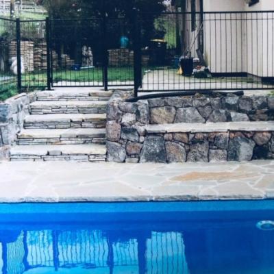 Pool with stone work steps